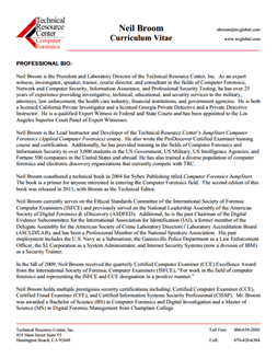 CV for Neil Broom Expert Witness in Computer Forensics Investigations in Lakeland Florida